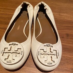 Tory Burch cream leather flats